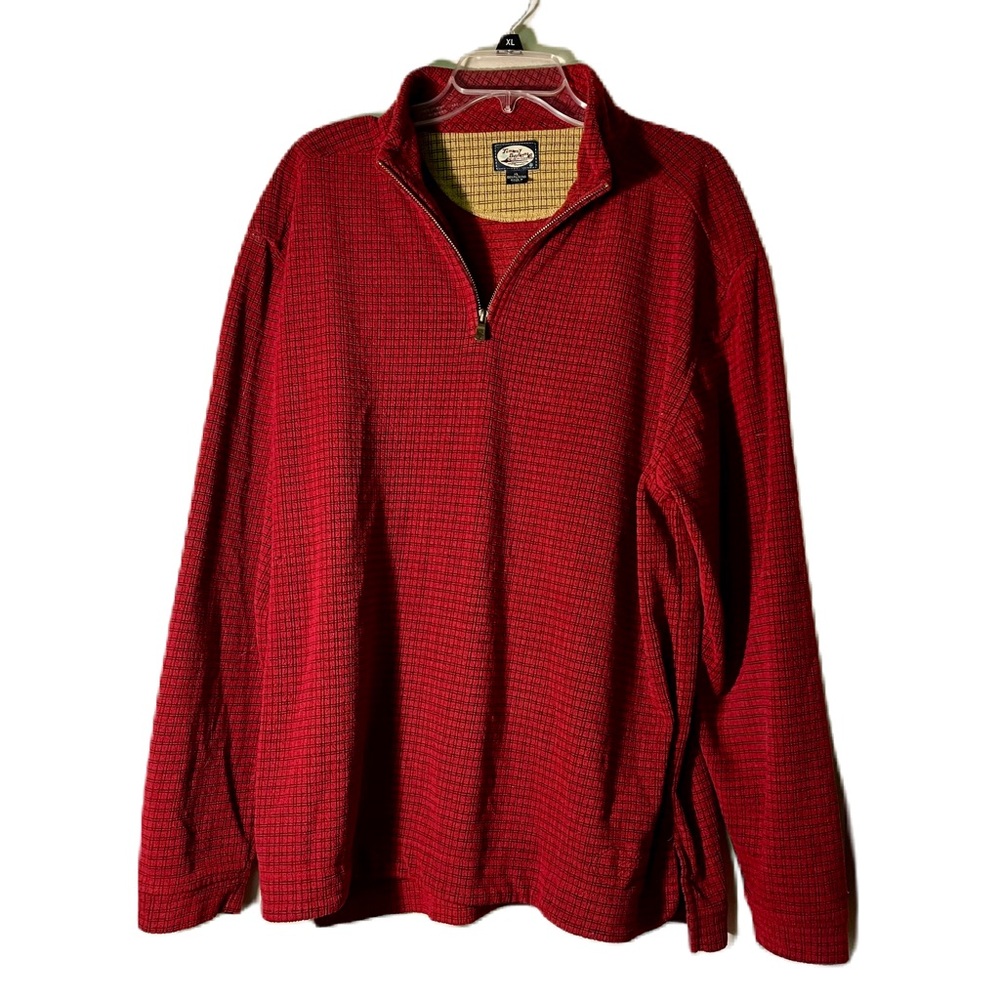 Tommy Bahama mens’ red black 3/4 zipper pullover size XL